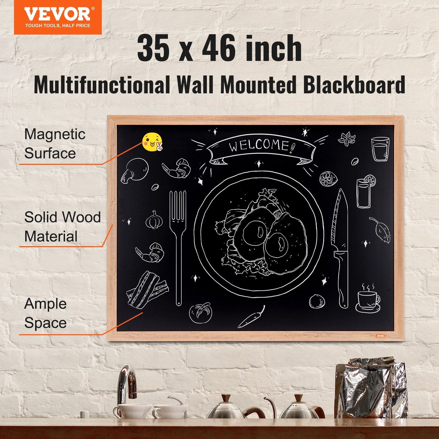35"x46" Rustic Wood Framed Chalkboard Wall Hanging Magnetic Wedding Sign