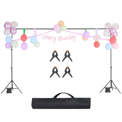 Backdrop Stand, 198 x 300 cm Adjustable Photo Backdrop Stand Kit, Portable Background Backdrop Stand with 5 Crossbars, Heavy Duty Projector Screen Stand, for Wedding, Photo Video Studio & Party