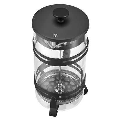 French Press Coffee Maker, 1 Liter Borosilicate Glass Coffee Press Tea Maker with Stainless Steel Filter, Large Glass French Presses Cold Brew for Camping Travel Home Kitchen, Silver