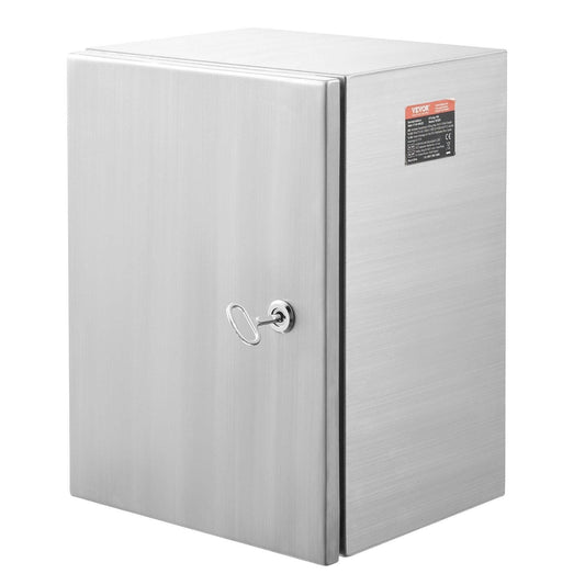 Steel Electrical Box, 40x30x15 cm, 304 Stainless Steel Electrical Enclosure Box, Wall-Mounted Outdoor Electrical Electronic Equipment Enclosure with Mounting Plate Hinges Lock, IP66 Waterproof.
