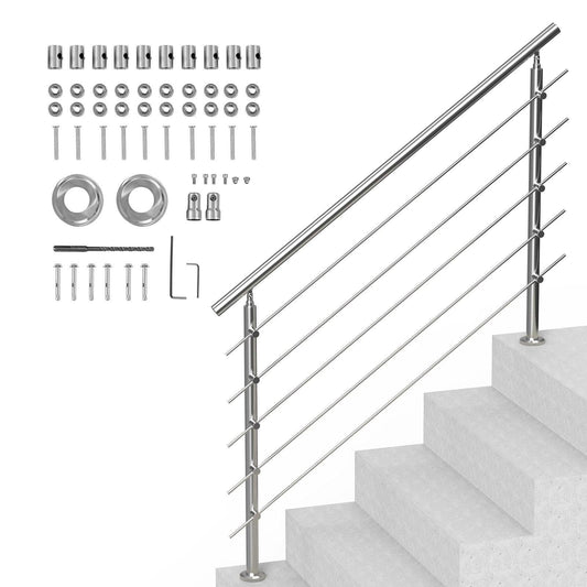 59in Handrails for Outdoor Steps 5 Crossbars Staircase for Porch Deck.