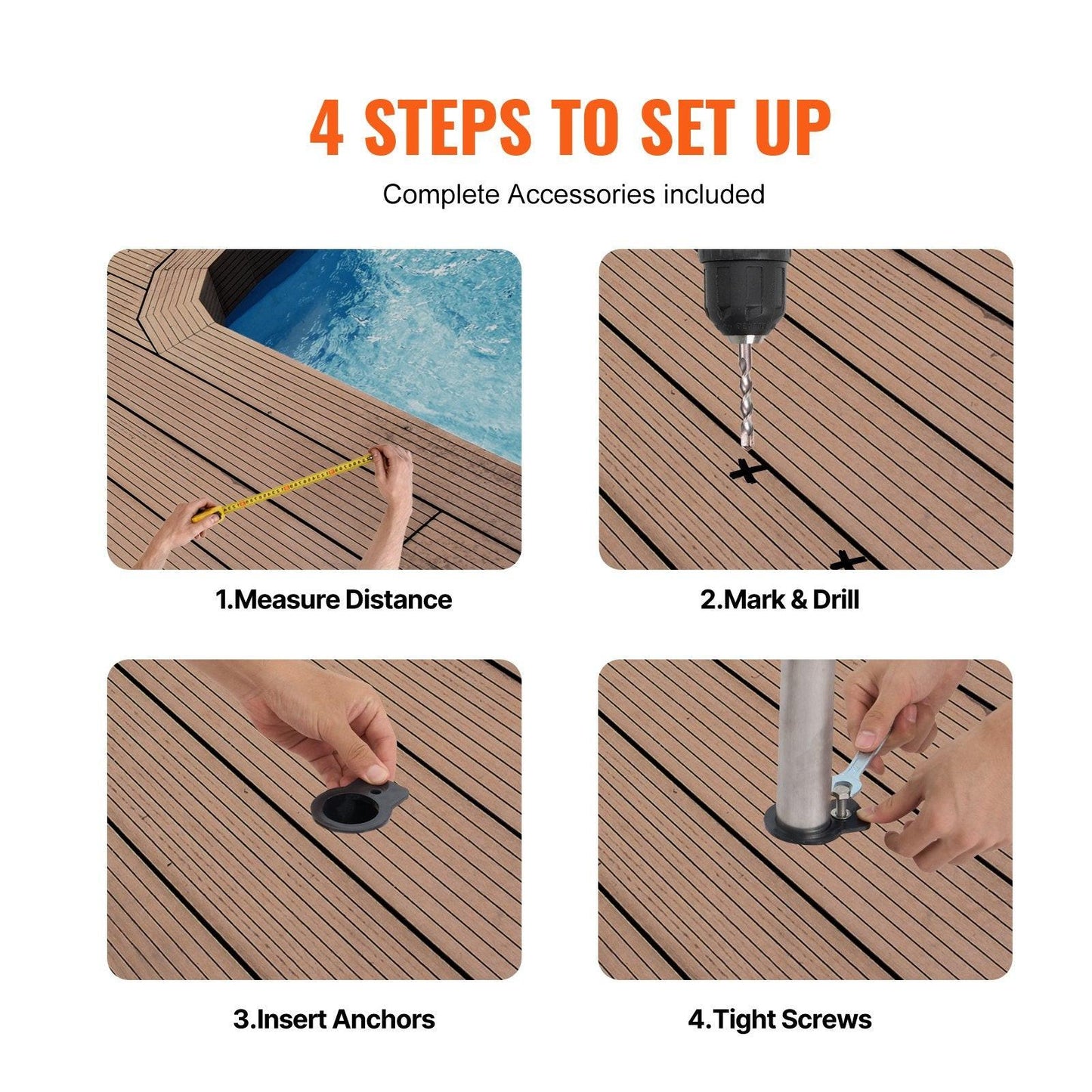 Pool Handrail 46 x 37 inch Stainless Steel (Pre-built) for Indoor/Outdoor.