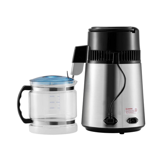 Water Distiller, 4L 1.05 Gallon Pure Water Purifier Filter For Home Countertop, 750W Distilled Water Maker, Stainless Steel Interior Distiller Water Making Machine to Make Clean Water, Silvery.