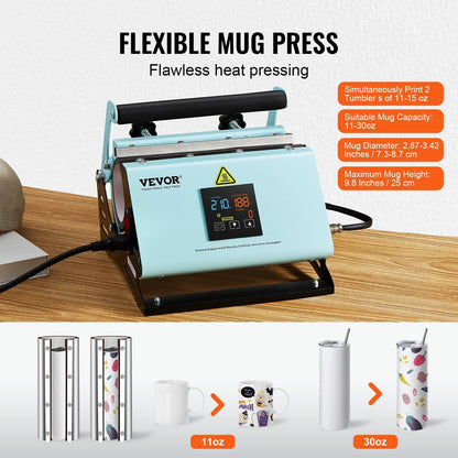 2 in 1 Tumbler and Hat Heat Press Machine Heat Machine for Caps Hats Mugs.