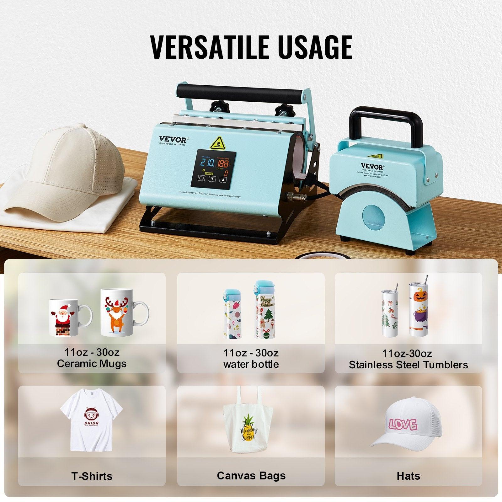 2 in 1 Tumbler and Hat Heat Press Machine Heat Machine for Caps Hats Mugs.