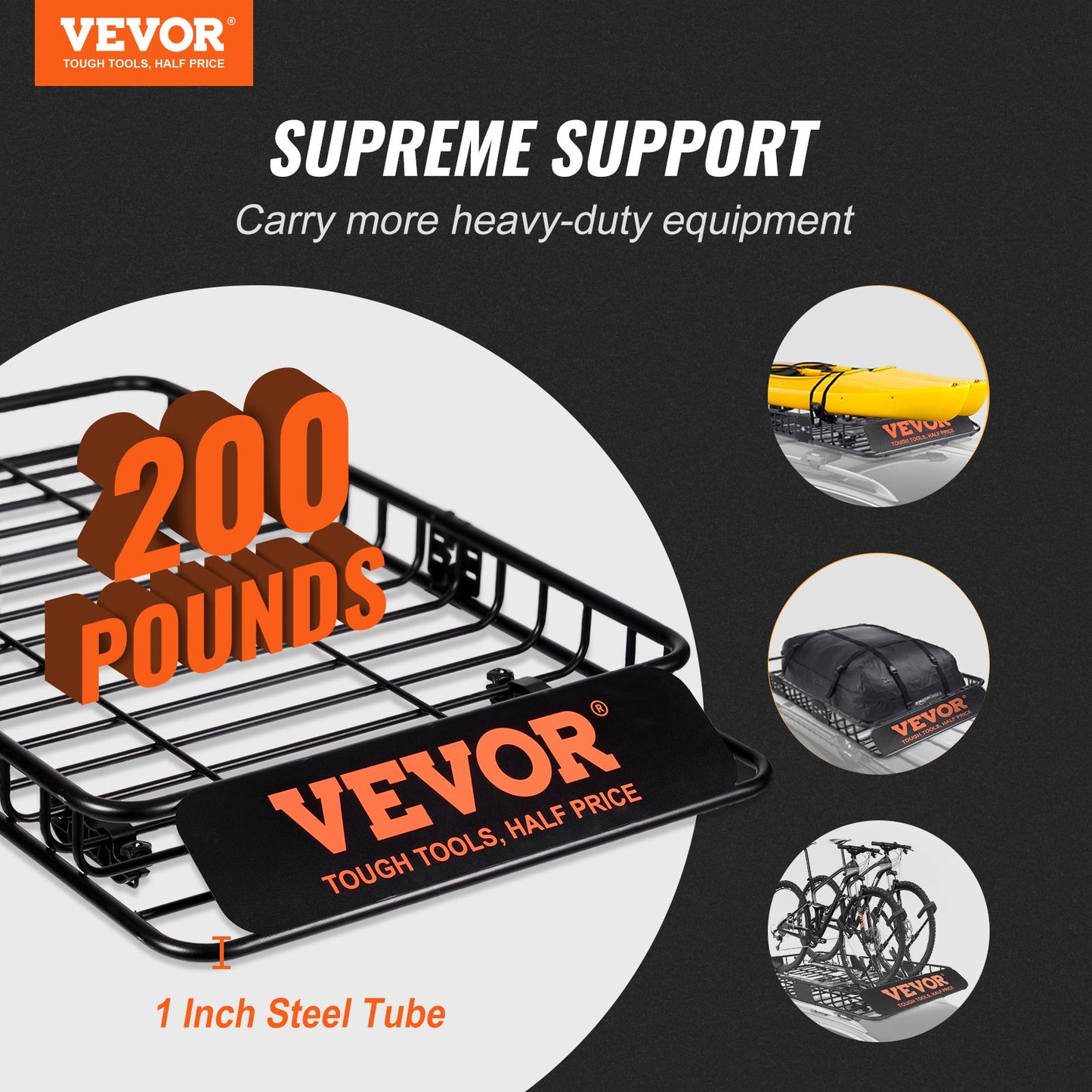 Roof Rack Cargo Basket 200 LBS Capacity Extension 64"x39"x6" for SUV Truck