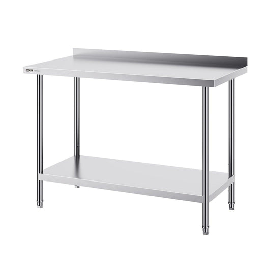 24 x 48 x 36 Inch Stainless Steel Work Table, Commercial Food Prep Worktable Heavy Duty Prep Worktable, Metal Work Table with Adjustable Height for Restaurant, Home and Hotel.