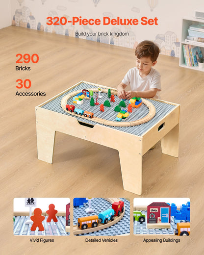 Multi-Purpose Activity Play Table 290 Building Bricks & 30 PCS Accessories.