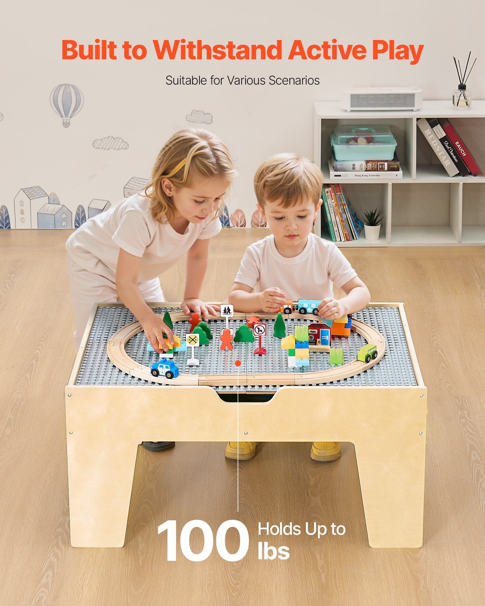 Multi-Purpose Activity Play Table 290 Building Bricks & 30 PCS Accessories.