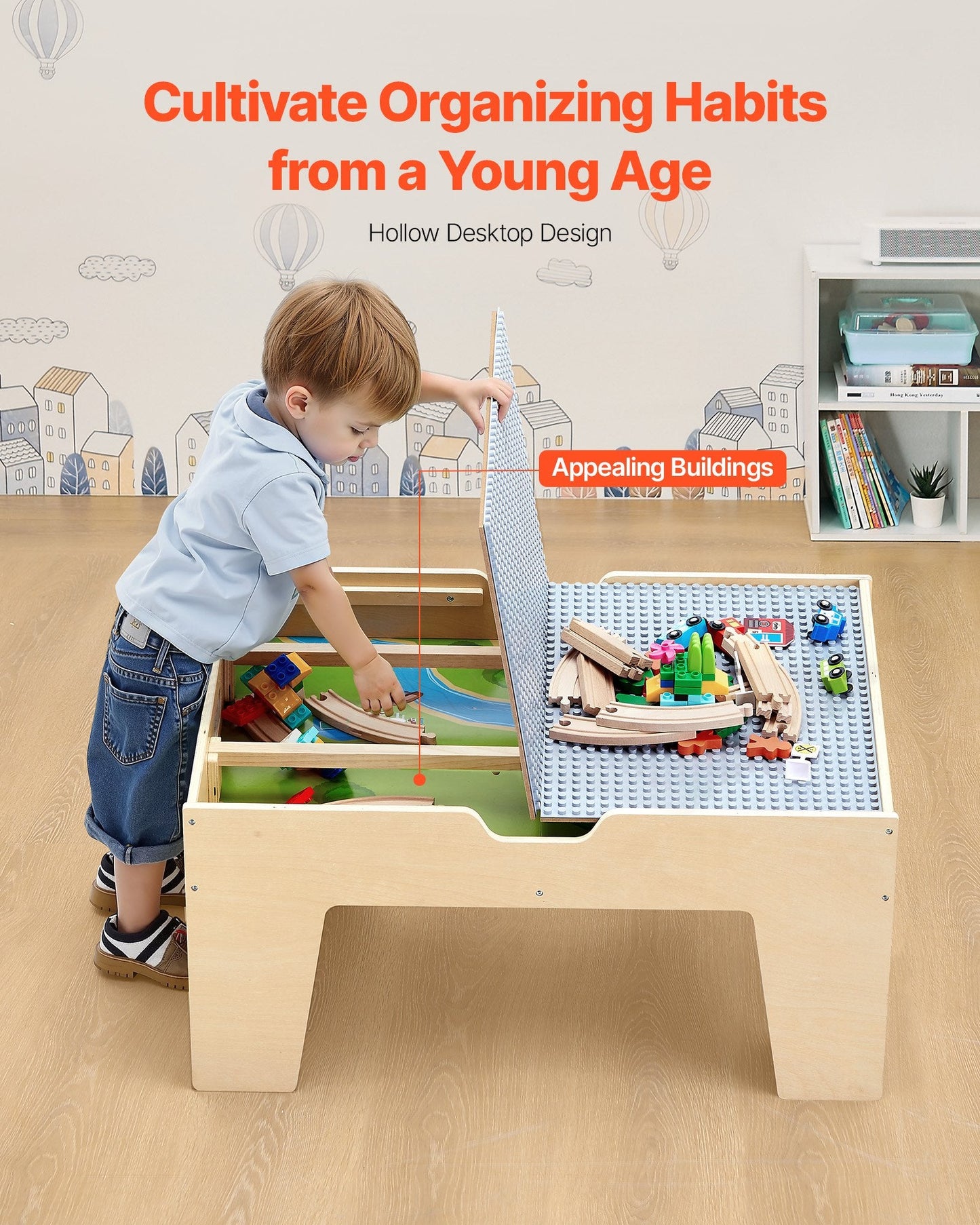 Multi-Purpose Activity Play Table 290 Building Bricks & 30 PCS Accessories.
