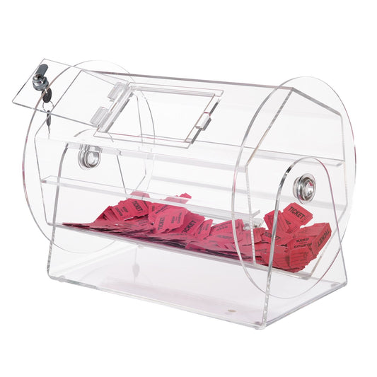 Acrylic Raffle Drum, Holds 5000 Tickets or 200 Raffle Balls, Professional Raffle Ticket Spinning Cage with 2 Keys, Transparent Lottery Spinning Drawing, Raffle Ticket Box for Lottery Games Bingo.