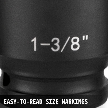 Impact Socket Set 1/2 Inches 19 Piece Impact Sockets, Standard Socket Assortment, 1/2 Inches Drive Socket Set Impact Standard SAE (3/8 Inches to 1-1/2 Inches) 6-point Hex Sockets.