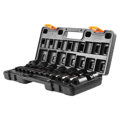Impact Socket Set 1/2 Inches 19 Piece Impact Sockets, Standard Socket Assortment, 1/2 Inches Drive Socket Set Impact Standard SAE (3/8 Inches to 1-1/2 Inches) 6-point Hex Sockets.