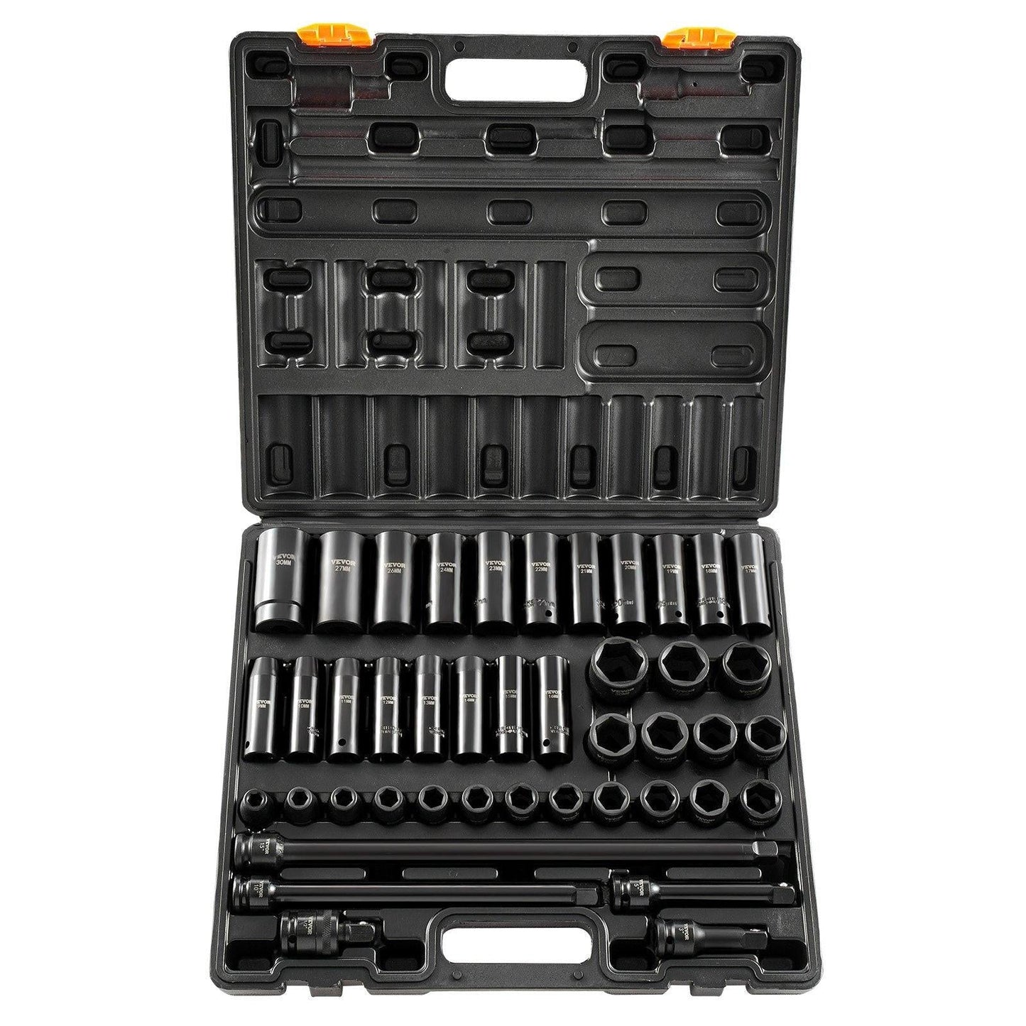 Impact Socket Set 43 Piece Impact Sockets, Standard Socket Assortment, Drive Socket Set 6-Point Sockets Metric 9-30mm (Standard/Deep).