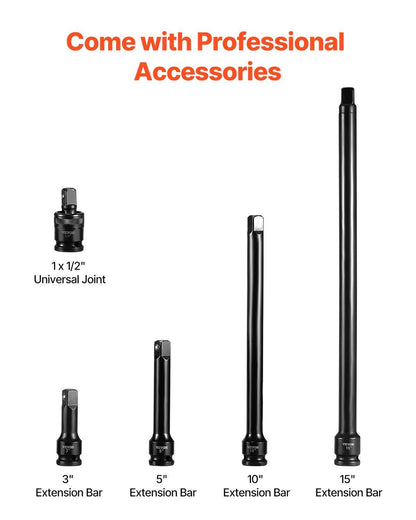 Impact Socket Set 43 Piece Impact Sockets, Standard Socket Assortment, Drive Socket Set 6-Point Sockets Metric 9-30mm (Standard/Deep).