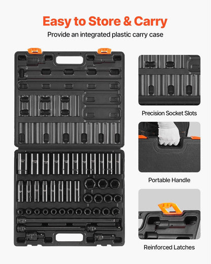 Impact Socket Set 43 Piece Impact Sockets, Standard Socket Assortment, Drive Socket Set 6-Point Sockets Metric 9-30mm (Standard/Deep).