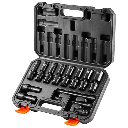 360 Degree Swivel Impact Sockets Set 14pcs 6-Point 3/8in Drive Socket Set.