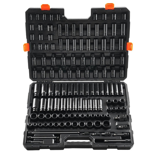Impact Sockets Set 130PCS 6-Point 3/8" & 1/2" Drive Bit Ratchet Tool Kit.