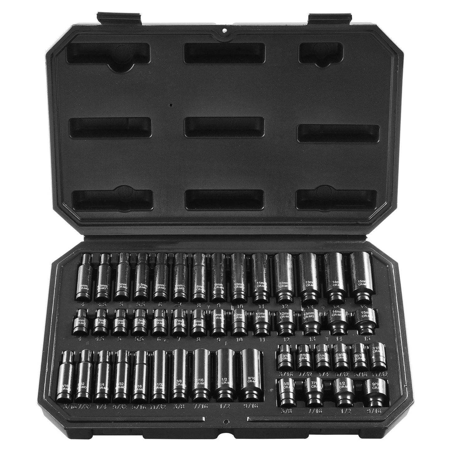 Impact Sockets Set 48pcs 6-Point 1/4" Drive Bit Ratchet Tool Kit Case.