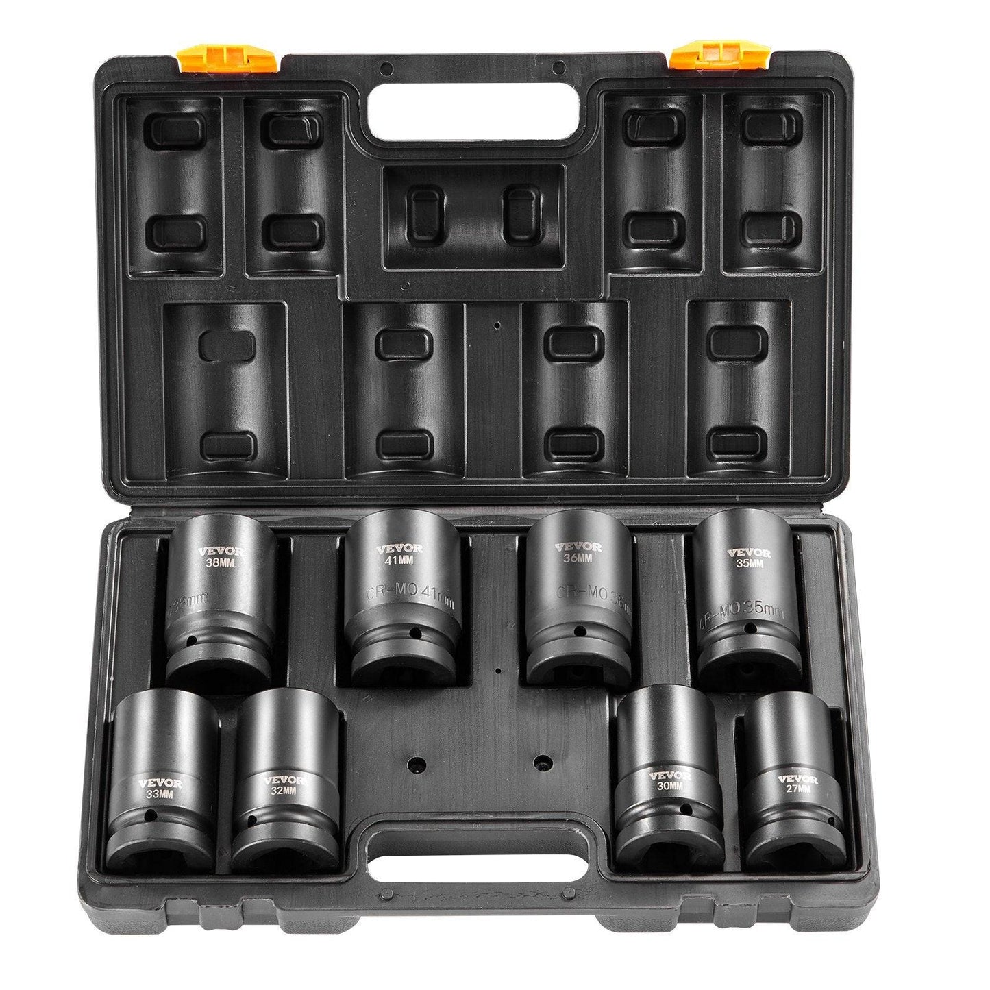 Impact Sockets Set 8pcs 6-Point 1" Drive Bit Ratchet Tool Kit Case.