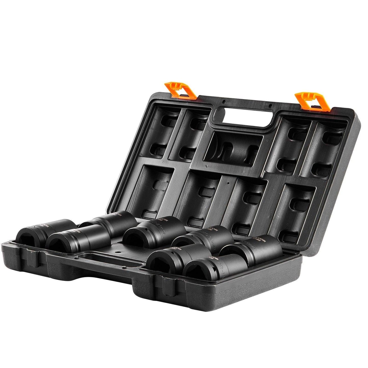Impact Sockets Set 8pcs 6-Point 1" Drive Bit Ratchet Tool Kit Case.