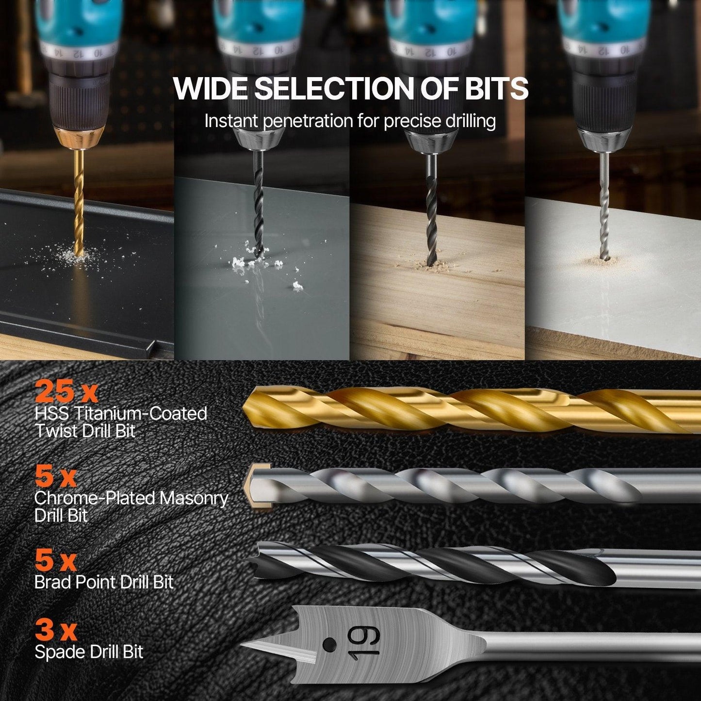 Drill Bit Set, 318 Pieces Drill and Driver Bit Set, Screwdriver Bit Set Suitable for Wood Metal Cement Drilling and Screw Driving, Drill Bit Sets Combo Kit Assorted in Organized Carrying Case.
