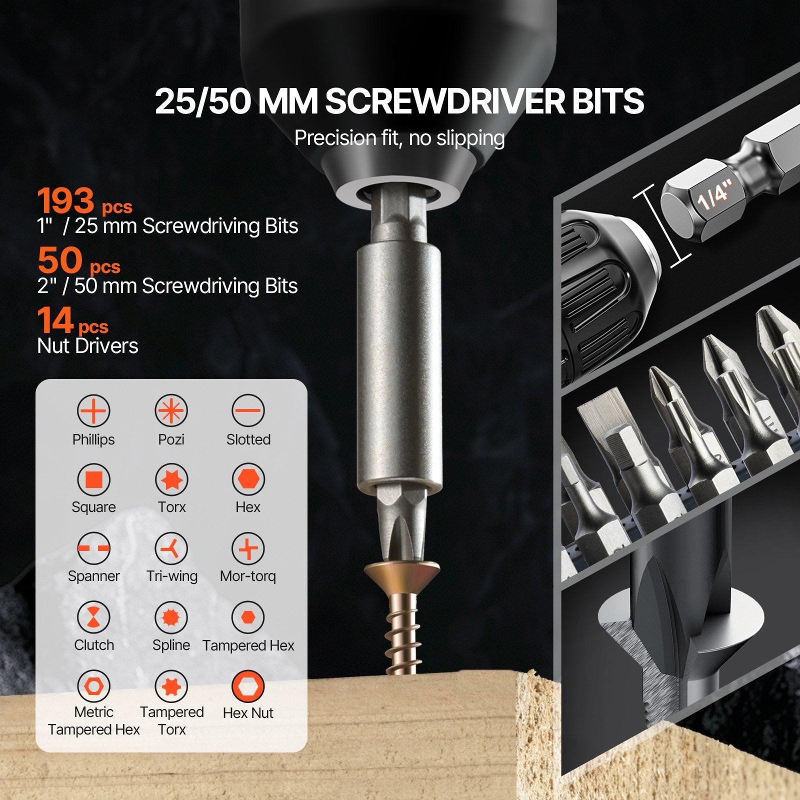 Drill Bit Set, 318 Pieces Drill and Driver Bit Set, Screwdriver Bit Set Suitable for Wood Metal Cement Drilling and Screw Driving, Drill Bit Sets Combo Kit Assorted in Organized Carrying Case.