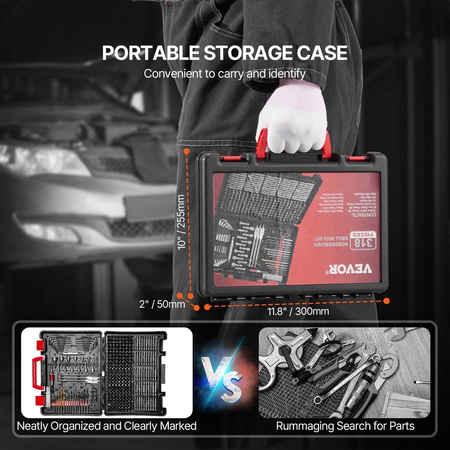 Drill Bit Set, 318 Pieces Drill and Driver Bit Set, Screwdriver Bit Set Suitable for Wood Metal Cement Drilling and Screw Driving, Drill Bit Sets Combo Kit Assorted in Organized Carrying Case.