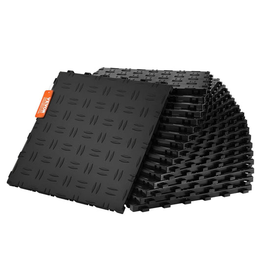 Garage Tiles Interlocking, 12 x 12 x 0.53 inch 25 Pack Garage Floor Covering Tiles, Non-Slip Double-Sided Texture Garage Flooring Tiles, for Garages, Basements, Repair Shops, Black.