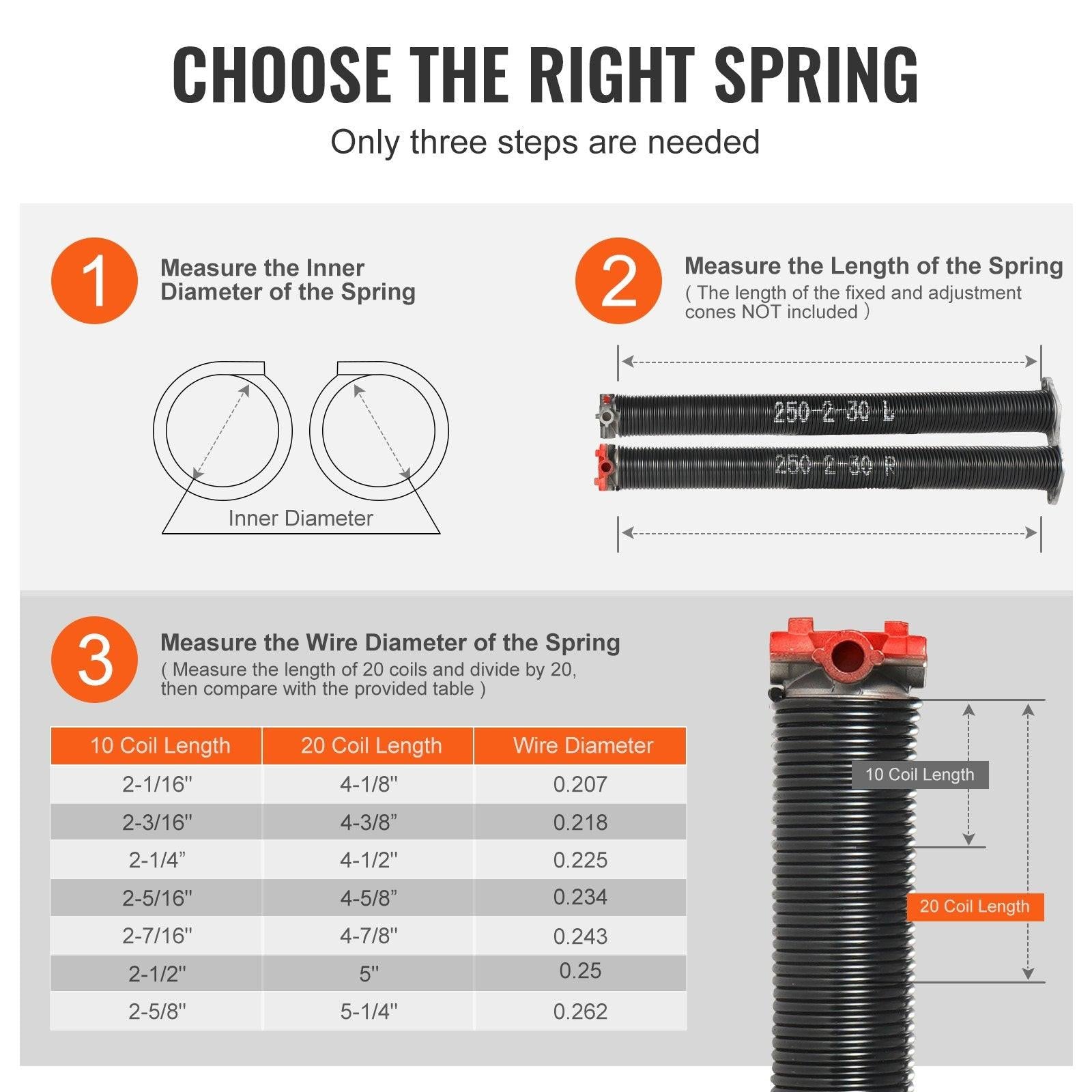Garage Door Torsion Springs, 16000 Cycles, Pair of 0.25 x 2 x 30inch, Garage Door Springs with Non-Slip Winding Bars, Mounting Tool and Gloves, Electrophoresis Coated, for Replacement.