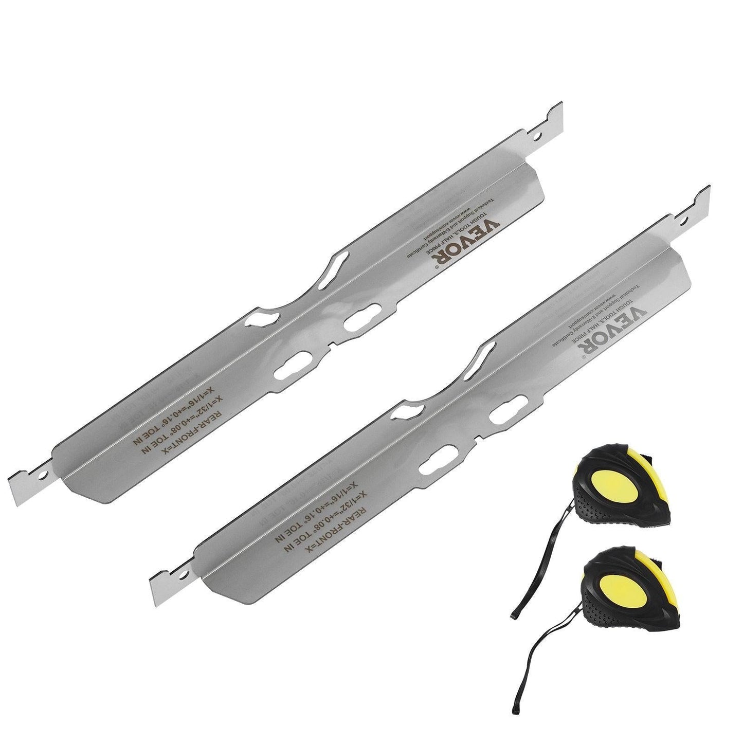 Wheel Alignment Tool, 2-Pack Toe Alignment Toe Plates, Stainless Steel Wheel Alignment Tool Plate, Toe Angle Accurate Measurement, Includes 2 Measuring Tapes & Conversion Chart.