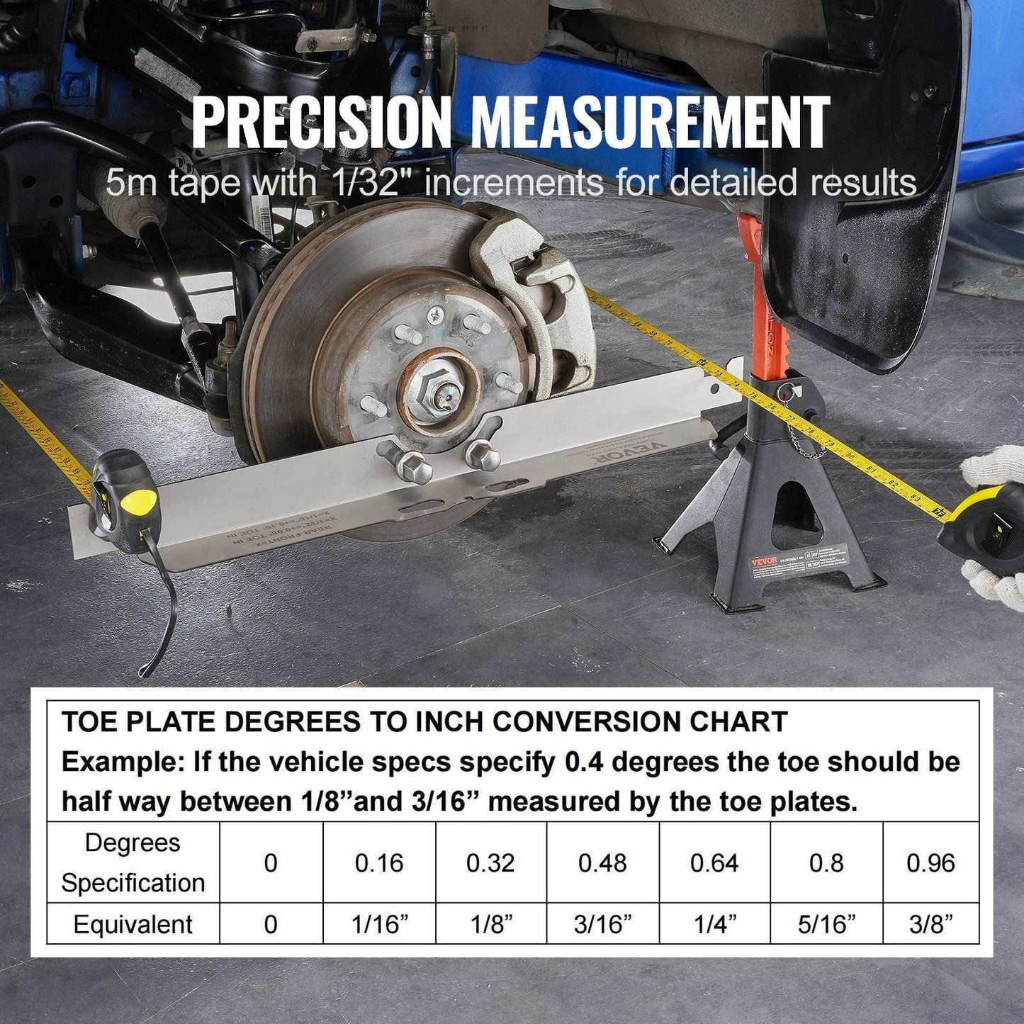 Wheel Alignment Tool, 2-Pack Toe Alignment Toe Plates, Stainless Steel Wheel Alignment Tool Plate, Toe Angle Accurate Measurement, Includes 2 Measuring Tapes & Conversion Chart.