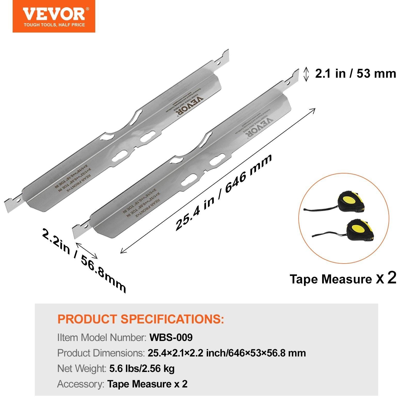 Wheel Alignment Tool, 2-Pack Toe Alignment Toe Plates, Stainless Steel Wheel Alignment Tool Plate, Toe Angle Accurate Measurement, Includes 2 Measuring Tapes & Conversion Chart.