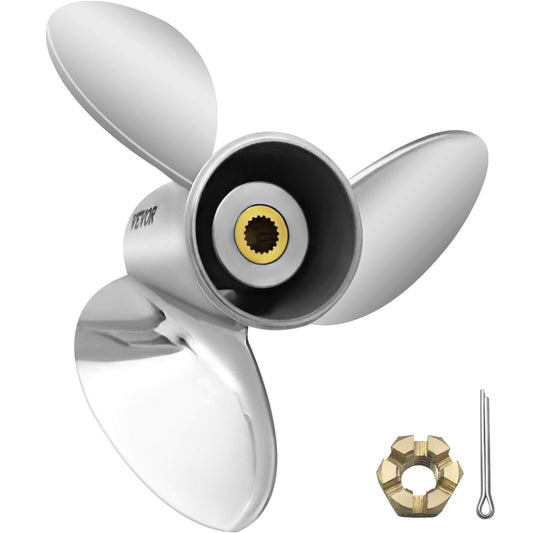 Outboard Propeller, Replace for OEM 3860709, 3-Blade 14.5\" x 21\" Pitch Steel Boat Propeller, Compatible with Volvo Penta SX Drive All Models, with 19 Tooth Splines, RH.