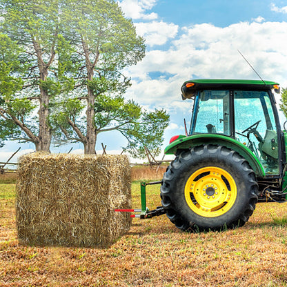 Hay Spear 32" Bale Spear 1350 lbs Capacity, Bale Spike Quick Attach Square Hay Bale Spears 1.4" Wide, Red Coated Bale Forks, Bale Hay Spike with Hex Nut & Sleeve for Buckets Tractors Loaders