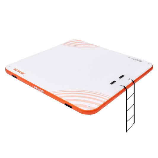 Inflatable Floating Dock, 7 x 7FT Inflatable Dock Platform, Non-Slip Water Floating Dock Mat with Portable Carrying Bag & Detachable Ladder, Floating Platform Island Raft for Pool Beach Ocean.