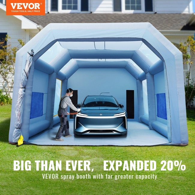 Inflatable Paint Booth, 10x6x4m Inflatable Spray Booth, High Powerful 950W+1100W Blowers Spray Booth Tent, Car Paint Tent Air Filter System for Car Parking Tent Workstation Motorcycle Garage Main Image