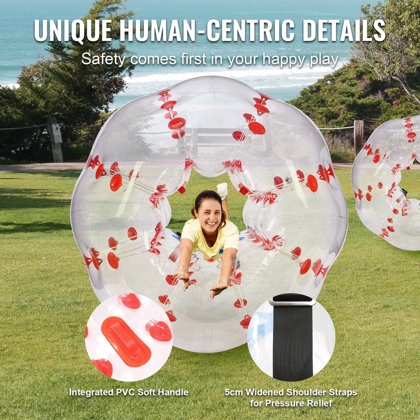 Inflatable Bumper Ball 1-Pack, 5FT/1.5M Body Sumo Zorb Balls for Teen & Adult, 0.8mm Thick PVC Human Hamster Bubble Balls for Outdoor Team Gaming Play, Bumper Bopper Toys for Garden, Yard, Park