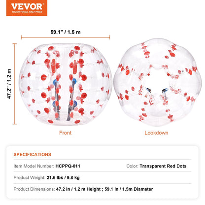 Inflatable Bumper Ball 1-Pack, 5FT/1.5M Body Sumo Zorb Balls for Teen & Adult, 0.8mm Thick PVC Human Hamster Bubble Balls for Outdoor Team Gaming Play, Bumper Bopper Toys for Garden, Yard, Park
