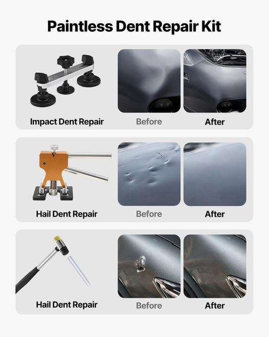 Dent Puller Kit, 60 PCS Paintless Dent Removal Kit with Golden Lifter, Bridge Puller, Rubber Hammer, Glue Gun, Auto Body Hail Damage Repair Remover Tools for Car Refrigerator Door Ding Repair.