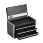 Metal Tool Box, 8.6-inch, Portable Metal Tool Box with 3 Drawers, Small Tool Chest with EVA Liners and PP Feet Pads, Heavy-Duty Steel With Ball Bearing Opening and Powder Coated Finish, Black
