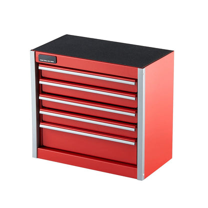 Metal Tool Box, 8.6-inch, Portable Metal Tool Box with 5 Drawers, Small Tool Chest with EVA Liners and PP Feet Pads, Heavy-Duty Steel With Ball Bearing Opening and Powder Coated Finish, Red