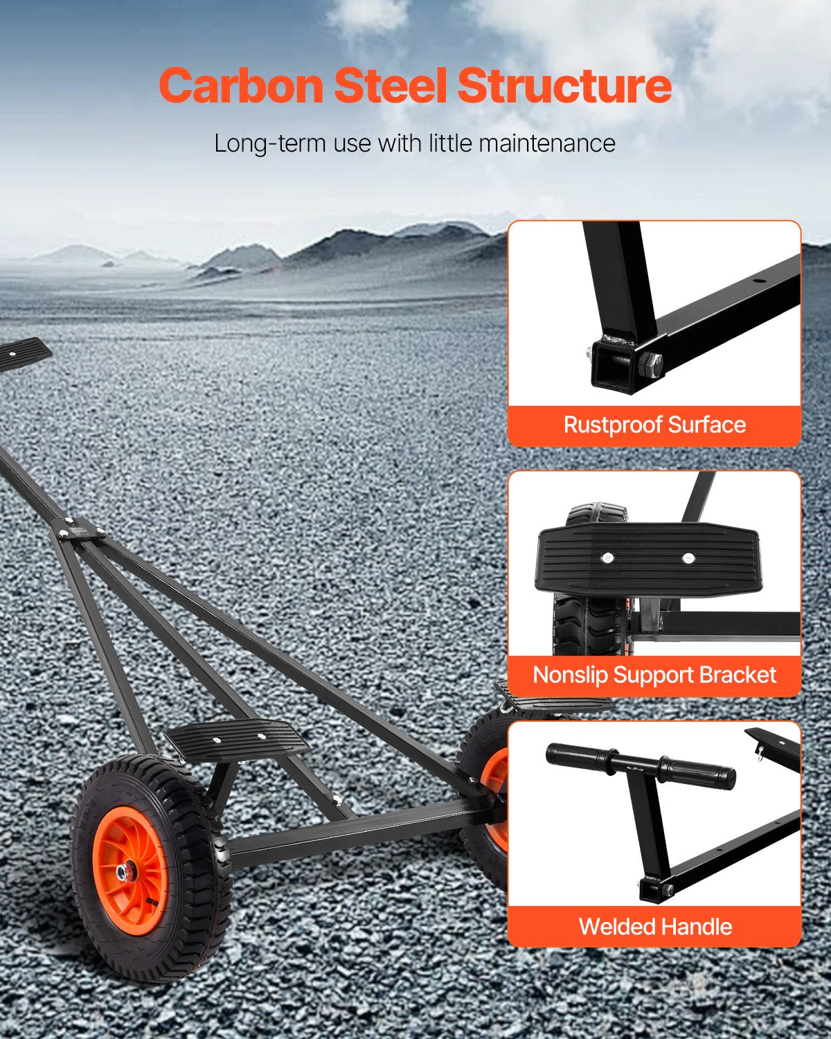 420lbs Boat Trailer Dolly Mover Adjustable Length with 15.7 in Pneumatic Tires.