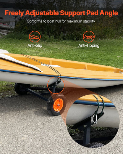 420lbs Boat Trailer Dolly Mover Adjustable Length with 15.7 in Pneumatic Tires.
