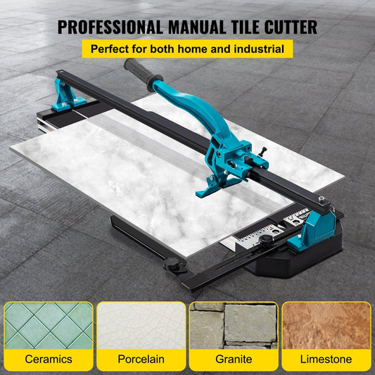Tile Cutter 24in Cutting Tool w/ Laser Guide Single Rail Double Brackets.