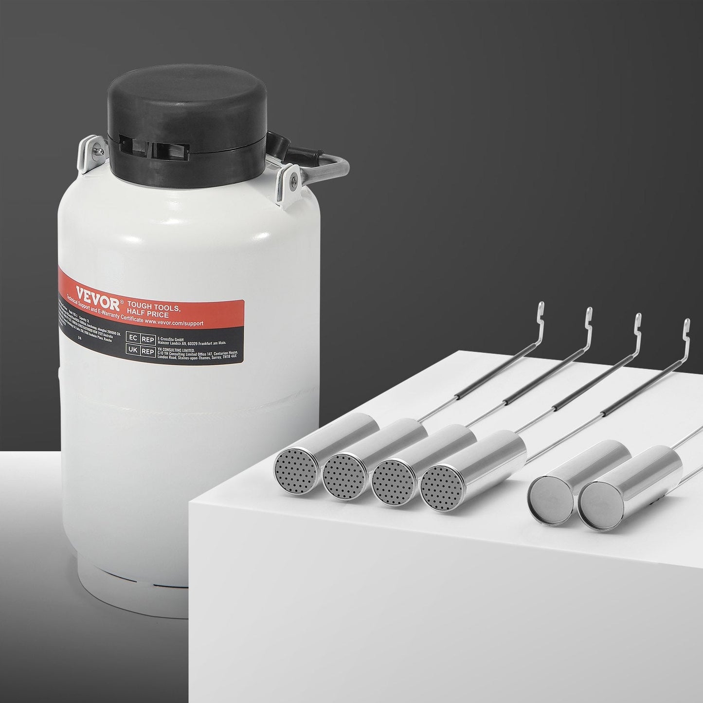 Liquid Nitrogen Tank, 3 L Aluminum Alloy Liquid Nitrogen Container, LN2 Tank Dewar with 6 Canisters and Carry Bag with Straps, Cryogenic Tank for Beauty Industry, Semen Preservation, Scientific