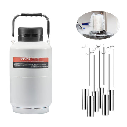 Liquid Nitrogen Tank, 3 L Aluminum Alloy Liquid Nitrogen Container, LN2 Tank Dewar with 6 Canisters and Carry Bag with Straps, Cryogenic Tank for Beauty Industry, Semen Preservation, Scientific