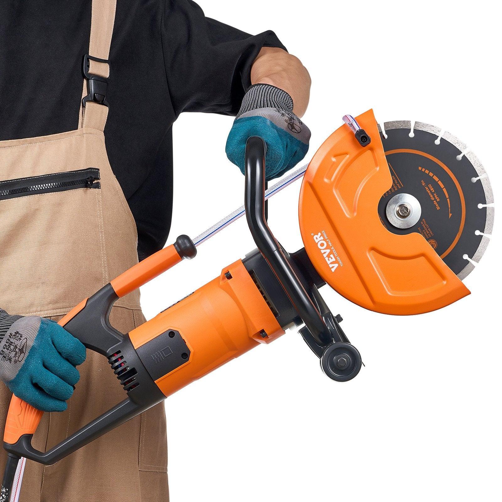 Electric Concrete Saw, 9 in, 2000 W 15 A Motor Circular Saw Cutter with 3.5 in Cutting Depth, Wet/Dry Disk Saw Cutter Includes Water Line, Pump and Blade, for Stone, Brick.