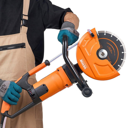Electric Concrete Saw, 9 in, 2000 W 15 A Motor Circular Saw Cutter with 3.5 in Cutting Depth, Wet/Dry Disk Saw Cutter Includes Water Line, Pump and Blade, for Stone, Brick.