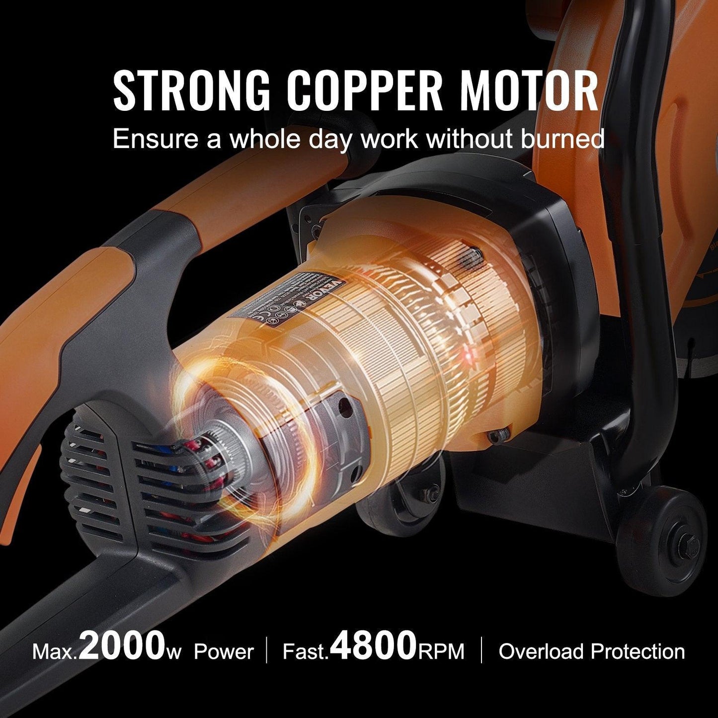 Electric Concrete Saw, 9 in, 2000 W 15 A Motor Circular Saw Cutter with 3.5 in Cutting Depth, Wet/Dry Disk Saw Cutter Includes Water Line, Pump and Blade, for Stone, Brick.